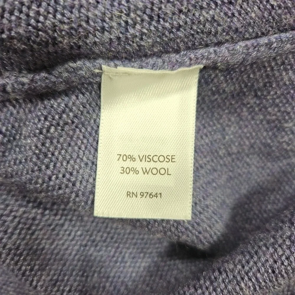 J Jill Purple Cardigan Sweater Size Medium One Button Viscose Wool Blend Pockets - Picture 4 of 8